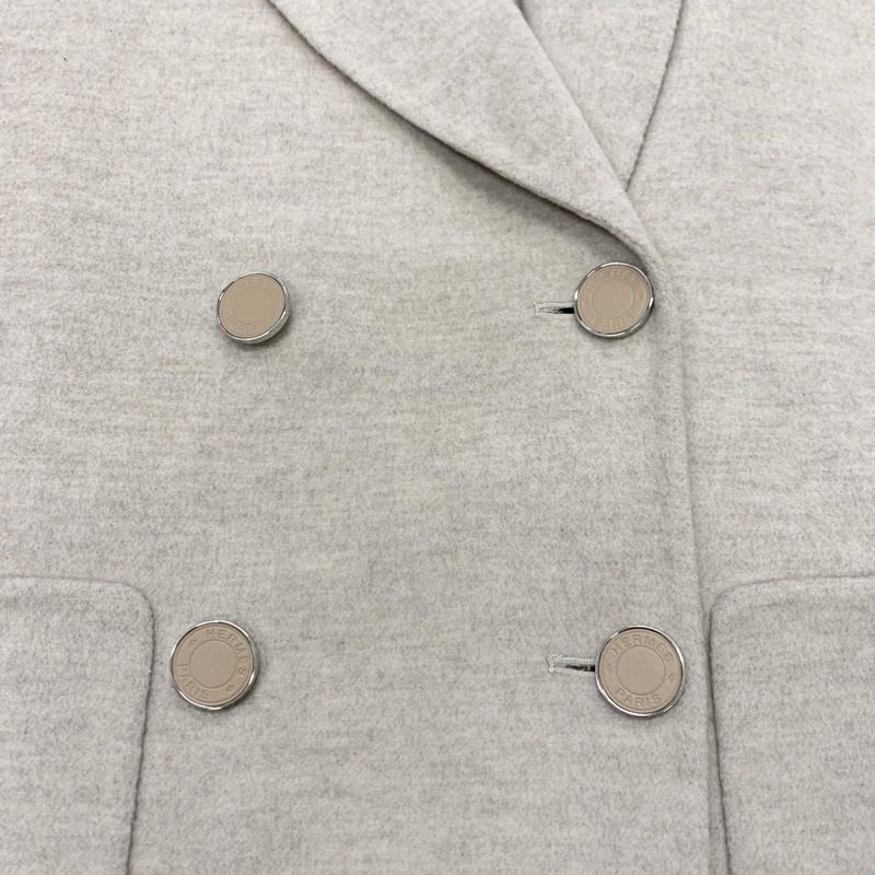 Hermes Outer Cashmere Beige Coat Serie Button