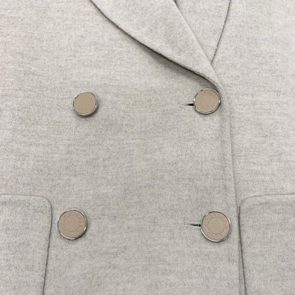 Hermes Outer Cashmere Beige Coat Serie Button