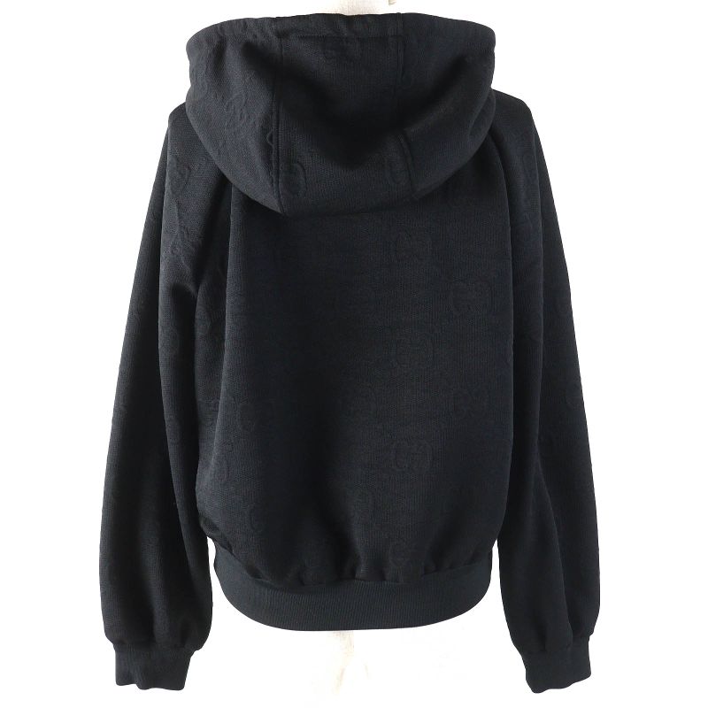 Gucci 661783 GG Embossed GG Logo Jersey Jacquard Zip Up Hoodie Oversized