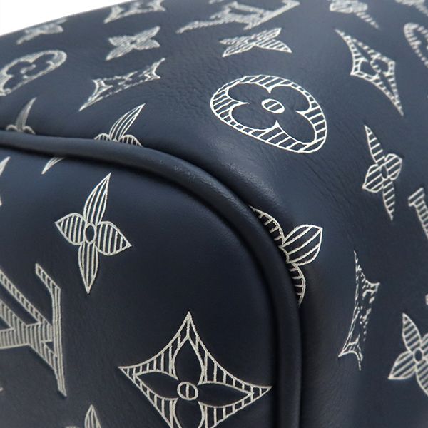 Louis Vuitton Boston Bag Keepall Bandoliere 50 Monogram Shadow Leather Ink Blue