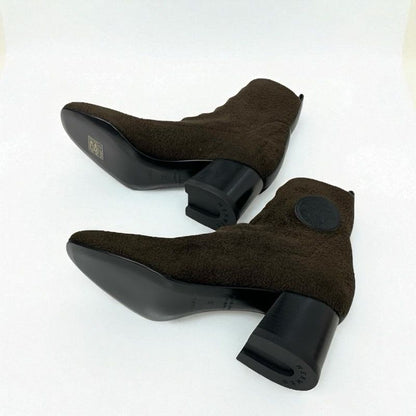 Hermes Volver Boots Short Shoes Fabric Leather Khaki Exlibris Knit