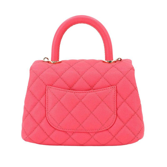 Exhibited Chanel Coco Handle Matelasse 2way Hand Shoulder Bag Caviar Skin Pink