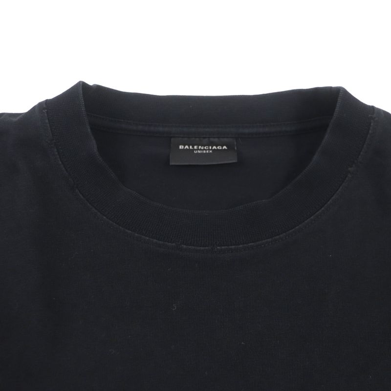 Balenciaga 22SS 651795 Damaged Logo Print Oversized Short Sleeve T-shirt Black