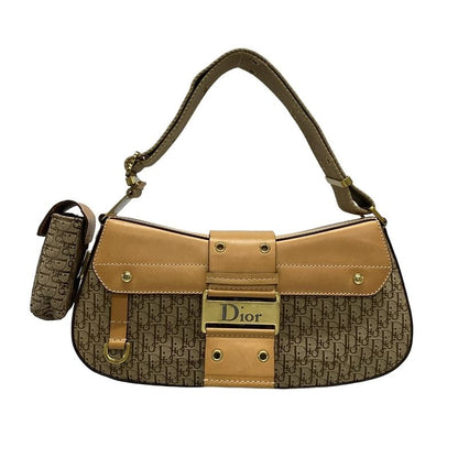 Dior/christian Dior Handbag Street Chic Dark Brown And Beige Leather