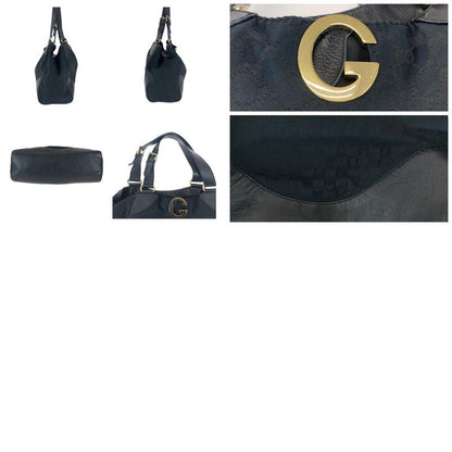 Gucci Black Silver Hardware GG Canvas/leather 223972 Tote Bag Shoulder Bag