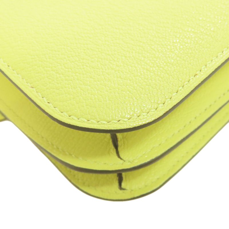 Hermes Constance Jaune Bourgeon 3 Mini Silver Hardware Shoulder Bag Chevre Women
