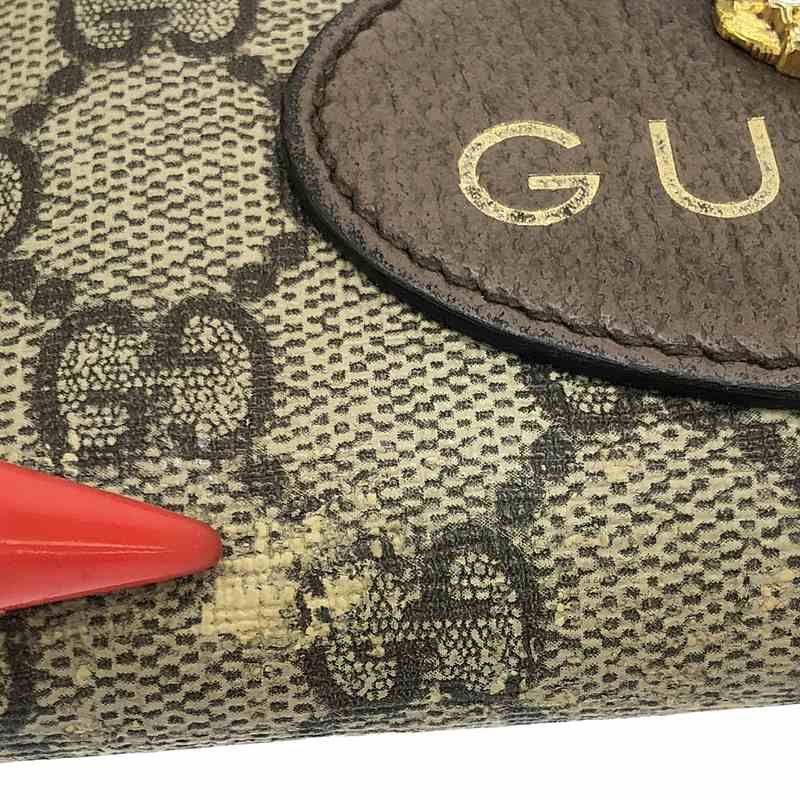 Gucci - 474296 Taiga - Head GG Supreme Round Zipper Coin Case - Brown Gold -