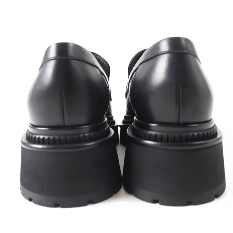 CHANEL 23A G45074 Matelasse Coco Mark Leather Loafers Black Gold Hardware 39.5