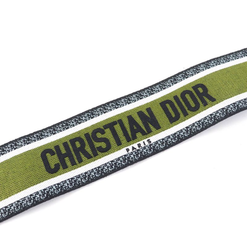 Christian DIOR Canvas Leather Logo Shoulder Strap Multicolor Goldhardware With
