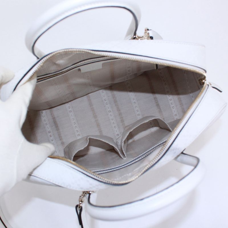 Gucci Bright Diamante 2way Leather White Handbag Gold 354332-001998
