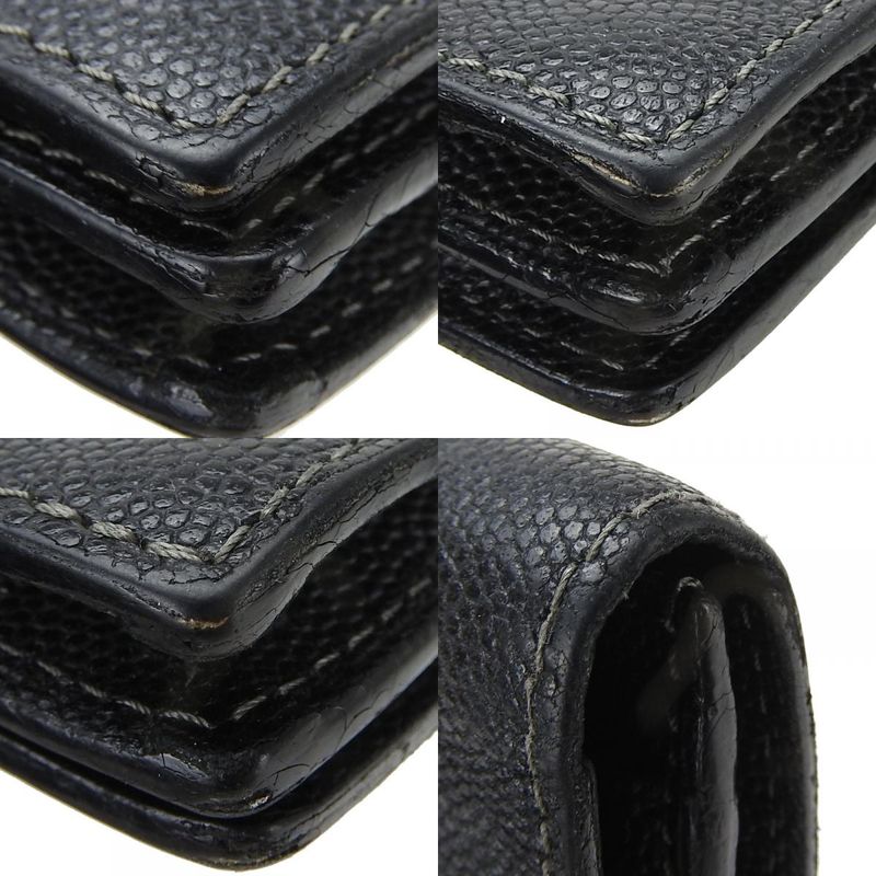 Cartier Long Wallet Santos De Leather Black Bifold Simple Small Everyday Use