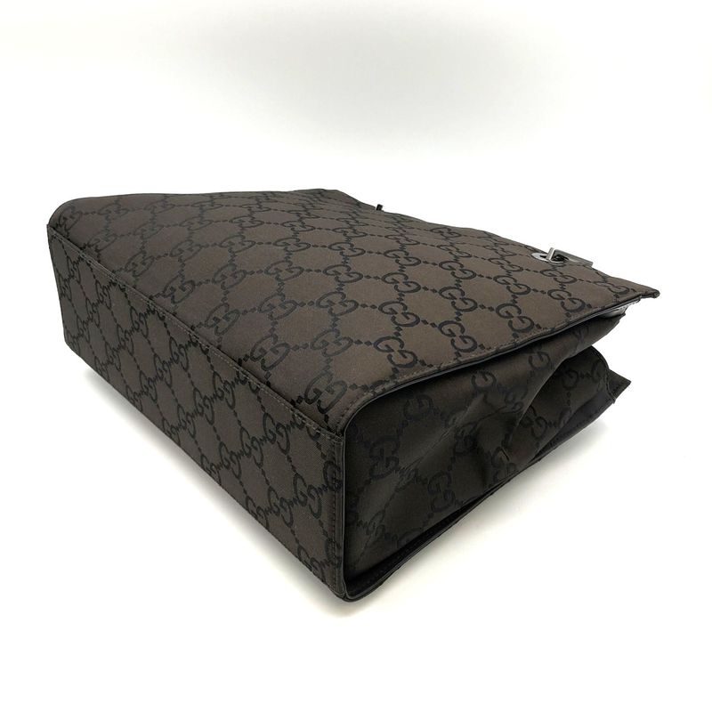 Gucci 002-1065 Handbag Brown GG Bamboo Women Men Fashion Gift Vintage