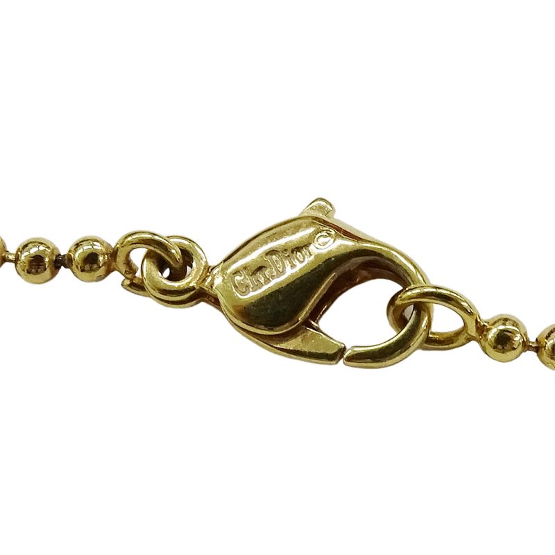 Dior Necklace Women's Branded Coin Ribbon Plated Gold Ball Chain Accessory