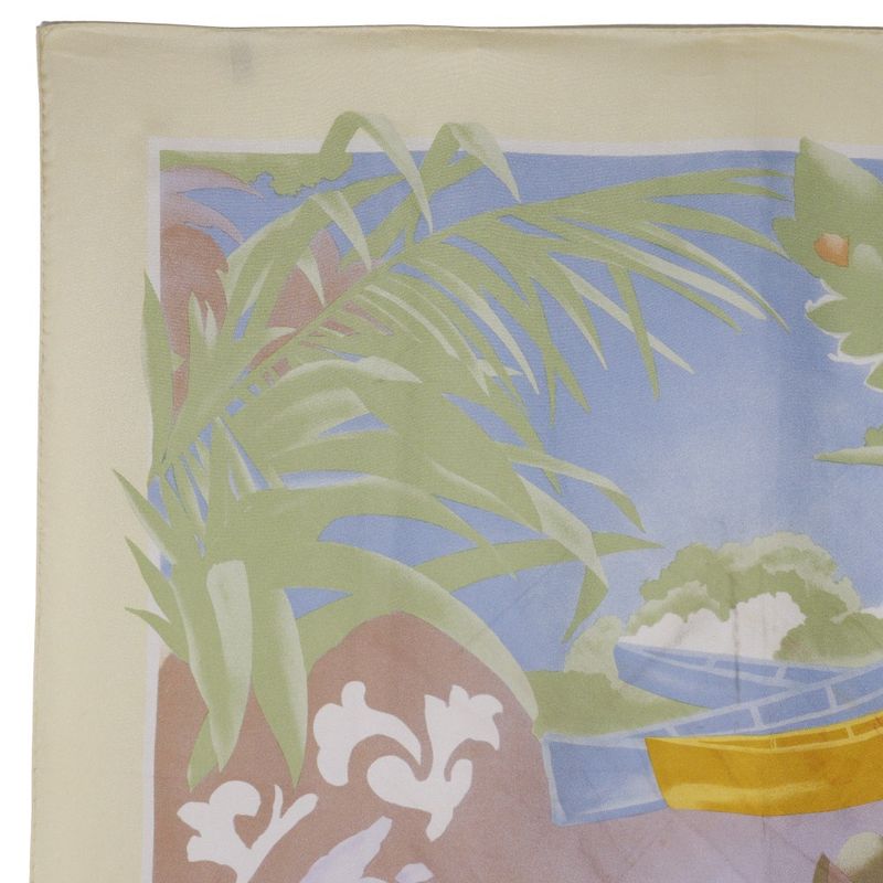 Celine Tropical Patterned Silk Yellow/blue Women's Scarf