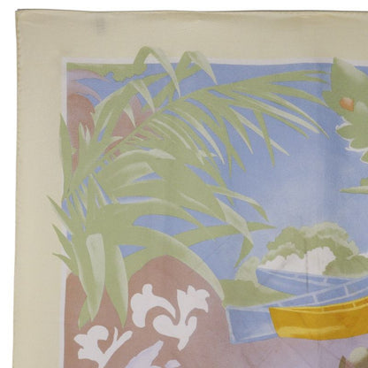 Celine Tropical Patterned Silk Yellow/blue Women's Scarf