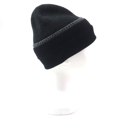 Louis Vuitton Cashmere Wool LV Logo Embroidered Knit Cap Gray Black Navy M
