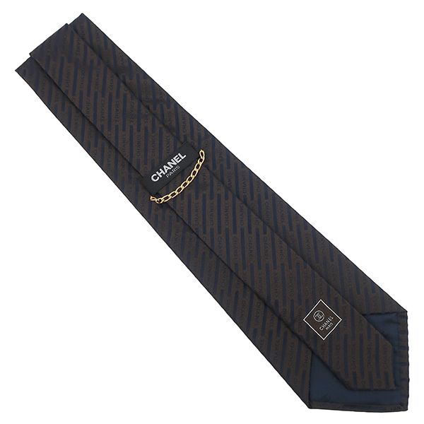 Chanel Necktie Chanel Logo 9.5cm (3.74in) Silk Brown and Navy Brown and Navy