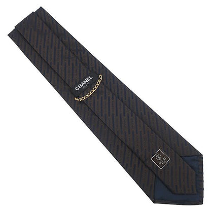 Chanel Necktie Chanel Logo 9.5cm (3.74in) Silk Brown and Navy Brown and Navy