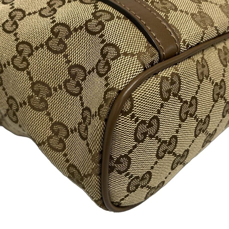 Gucci Tote Bag GG Pattern 388929 Beige And Dark Brown Leather