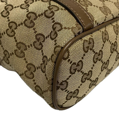 Gucci Tote Bag GG Pattern 388929 Beige And Dark Brown Leather