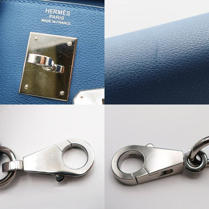 Hermes Kelly 32 D Engraved Handbag Verso Evercolor Silver Hardware