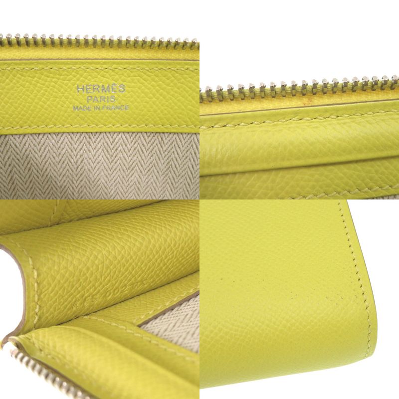 Hermes Zip Tablet Vaux Epson Lime Engraved A (2017) Yellow Clutch Bag 0062