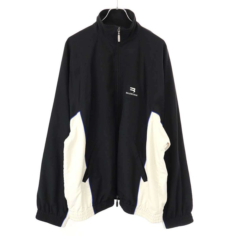 Balenciaga 22ss Sporty B Tracksuit Jacket Track Jacket 698875 Tk048 Black White