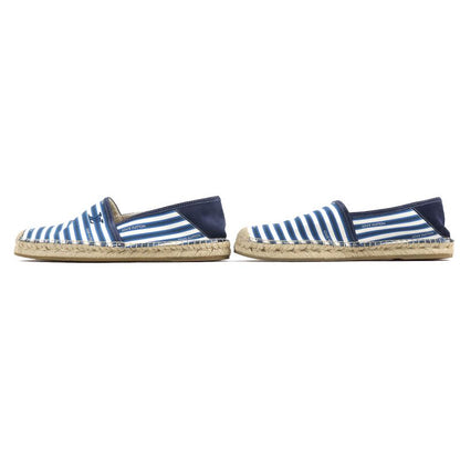 Louis Vuitton LV Logo Embroidery Striped Pattern Partially Suede Espadrilles