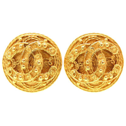 Chanel Coco Mark 04A Metal Gold Vintage Earrings 0060 Chanel