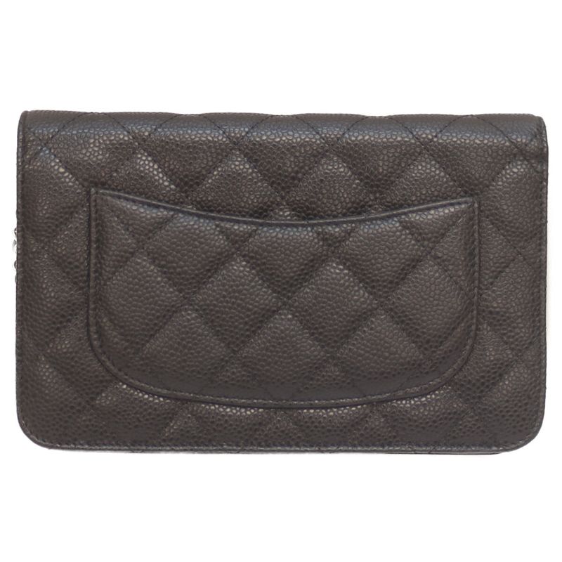 Chanel Ap0250 No 27 Black Caviar Skin Svhardware Chain Wallet With Coin Purse