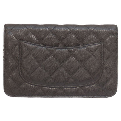 Chanel Ap0250 No 27 Black Caviar Skin Svhardware Chain Wallet With Coin Purse