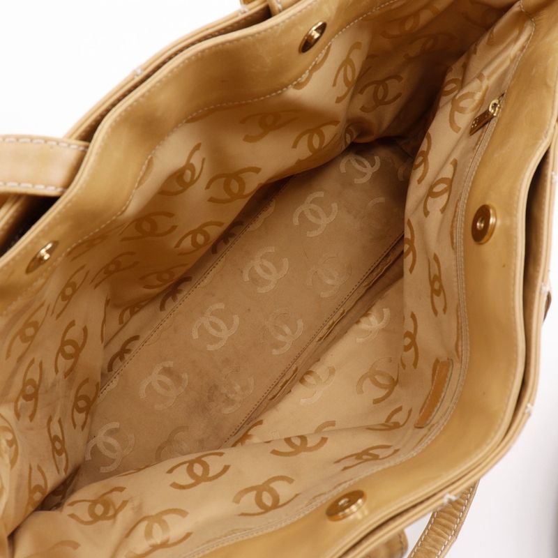 Chanel Wild Stitch Calf Beige Women's Tote Bag