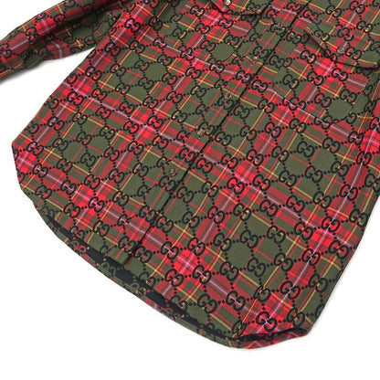 Gucci Wool Check Shirt 721464 GG Pattern 38 Green Long Sleeve Women's
