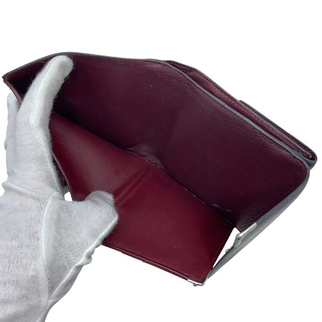 Cartier Trifold Wallet Black Cabochon Double Hook Leather Preowned