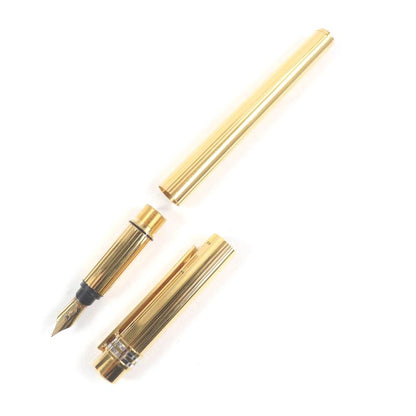 Cartier Vintage Panther Nib 18K F Nib Must De Cartier Capped Fountain Pen Gold