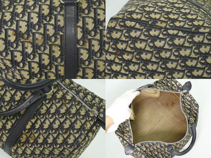 Authentic Christian DIOR Trotter Boston Bag Handbag Travel Bag Canvas Navy