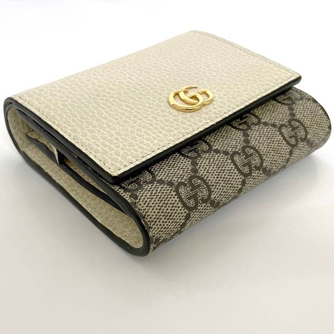 Gucci Bifold Wallet Beige White Marmont 598587 Excellent Condition