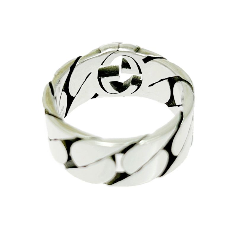 Gucci Silver Interlocking G Chain Ring 6.4g 925 Engraved 481156 Ring