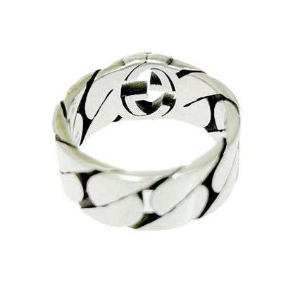 Gucci Silver Interlocking G Chain Ring 6.4g 925 Engraved 481156 Ring