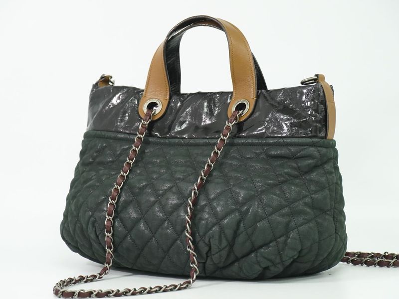 Authentic Chanel In The Mix Coco Mark 2WAY Shoulder Bag Tote Bag Sparkle