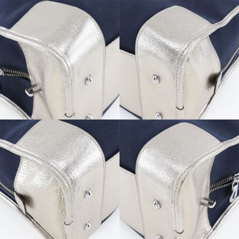 Loewe Amazona 36 Boston Bag 2010 Canvas X Leather Navy Blue Ladies Handbag