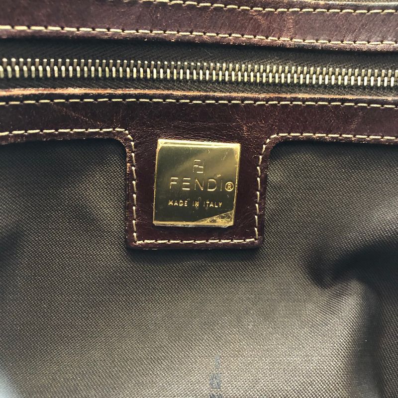 Fendi Mamma Baguette Shoulder Bag Brown Nylon/leather Zucchino Total