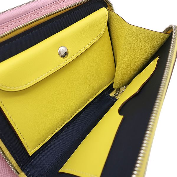 Hermes Long Wallet Nouveau Togo Vosuift Vaux-Epson Mauve Silvestre X Lime X