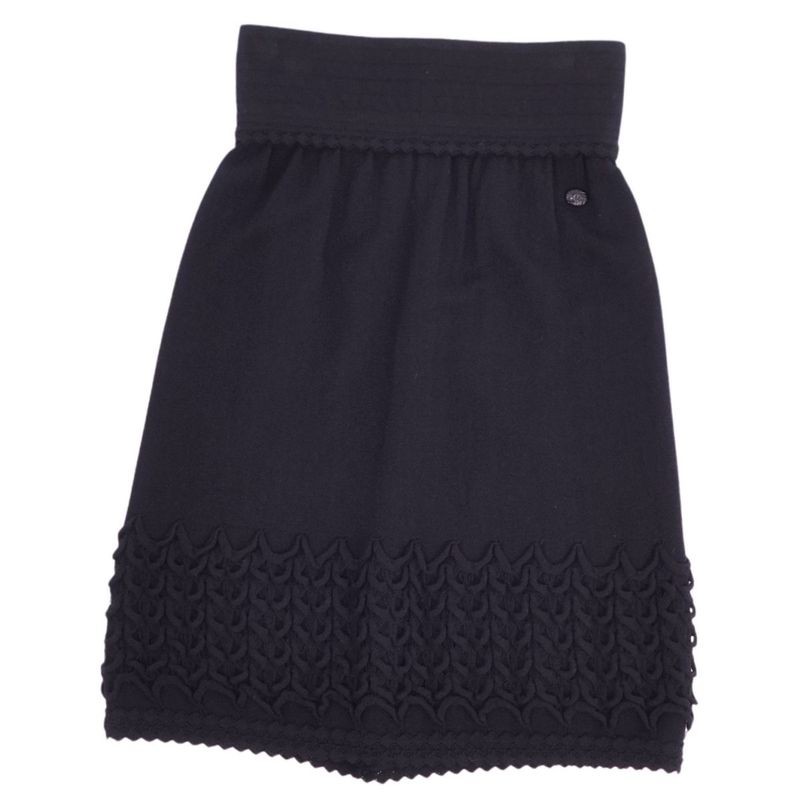 Chanel Knit Skirt Trapezoid Skirt Knee Length Coco Mark