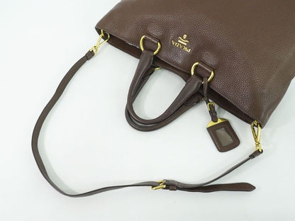 Authentic Prada Leather 2WAY Shoulder Bag Brown Bag Pre-owned [follow-up