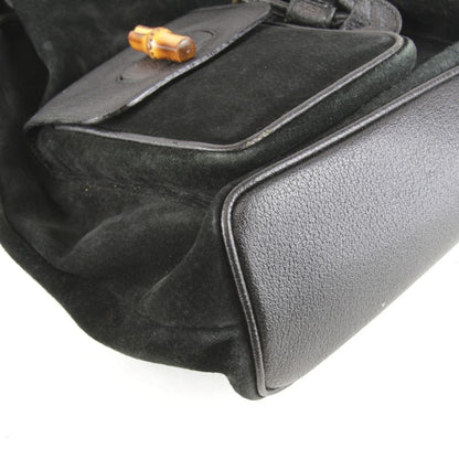 Gucci 003 1118 0016 Bamboo Backpack/daypack Black Suede