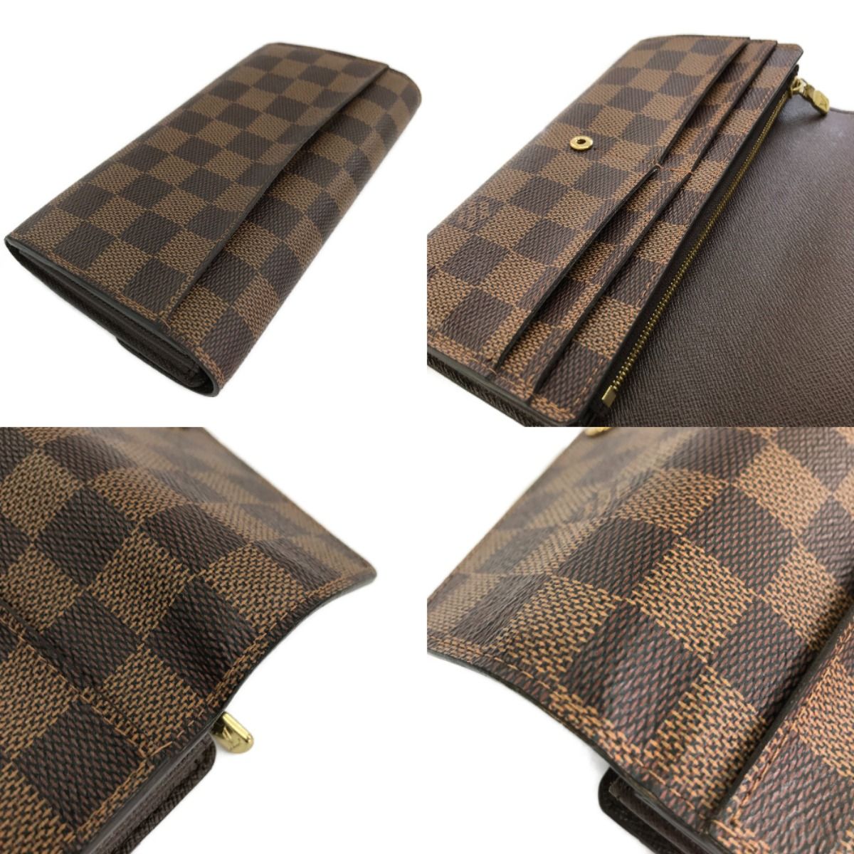 Louis Vuitton Long Wallet Portefeuille Sarah Damier Ebene N63209 Pocket