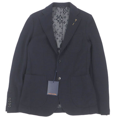 Louis Vuitton 21SS Wool Cotton Monogram Jersey Single Tailored Jacket Navy 46