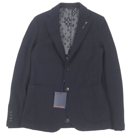Louis Vuitton 21SS Wool Cotton Monogram Jersey Single Tailored Jacket Navy 46