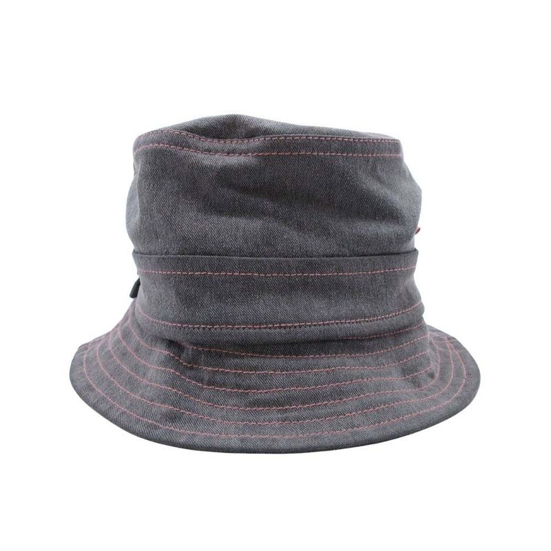 Good Christian Dior Pink Stitch Denim Bucket Hat Brim Hat 58 Gray Ladies Old